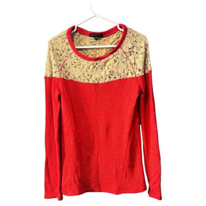 SANCTUARY WOMEN'S wool/LACE‎ YOKE FUZZY SWEATER size small